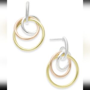 Tricolor Interlocking Circle Drop Earrings